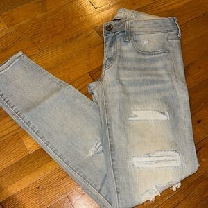 NWT AMERICAN EAGLE AE Women’s Jeans super stretch super low jeggings distressed
